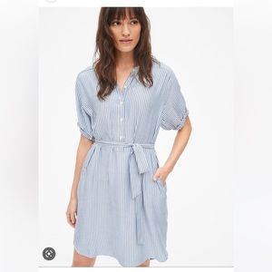 GAP Perfect Roll Sleeve Stripe Shirt Dress